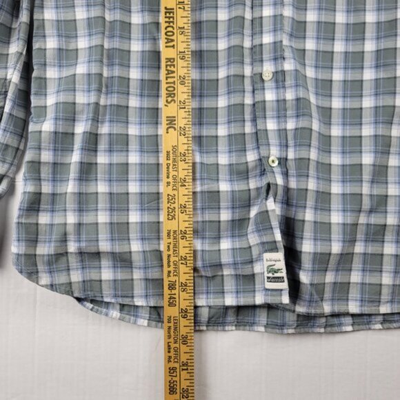 Lacoste Mens Button Down Shirt Size 40 Plaid Long Sleeve Classic Fit - Picture 11 of 13
